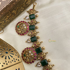 Vriksham Exquisite Green AD Stone Coin Style 1 gm gold Neckpiece-G17062