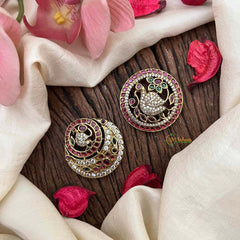 Vriksham Classic Peacock & Floral Motif Stone Chandran & Suryan Billai-G21396