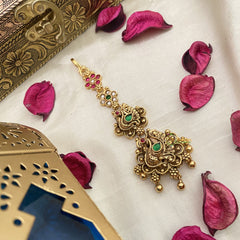 Vriksham Peacock Floral 1 gm Gold Maang Tikka-G17097