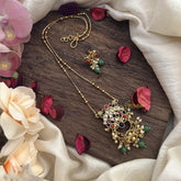 Vriksham Exclusive Navrathna Stone Pendant Chain-Green Bead-G15649