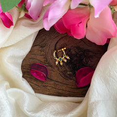 Gold Polish Green AD Stone Nath / Nose pin-Pearl-G13759