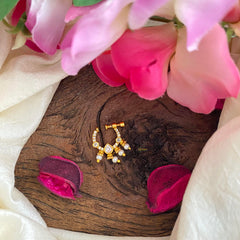 Gold Polish White AD Stone Nath / Nose pin-Pearl-G13760