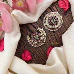 Vriksham Royal Pearl-Bordered Leaf & Floral Motif Stone Chandran & Suryan Billai-G21397