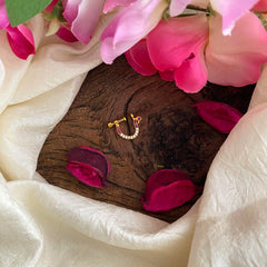 Peacock Style AD Stone Nath / Nose pin-White Red-G13825