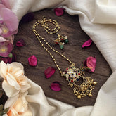 Vriksham Exclusive Navrathna Stone Pendant Chain-Golden Pearls-G15642