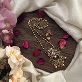 Vriksham Exclusive Red Stone Pendant Chain-Golden Pearls-G15643