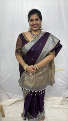 Vriksham Royal Eggplant Color Kanchi Pure Soft Silk Saree -VS4861