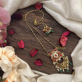 Vriksham Exclusive Coral Stone Pendant Chain-Green Bead-G15651