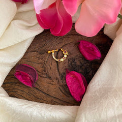 Premium Parrot Red White AD Stone Nath / Nose pin-G13985