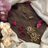 Vriksham Floral with Lakshmi Pendant Chain-Golden Bead-Red-G15671