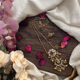 Vriksham Floral with Lakshmi Navrathna Pendant Chain-Golden Bead-G15675