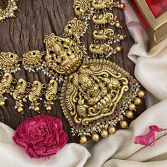 Premium Layered Lakshmi Haram with Mugappu-Gold Bead-G5326