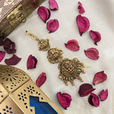 Vriksham Red Green Stone Lakshmi 1 gm Gold Maang Tikka-G17083