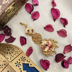 Vriksham Red Green Stone Lakshmi 1 gm Gold Maang Tikka-G17083