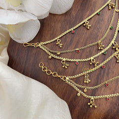 Vriksham Gold Look Alike Red Green Stone With Ghungroo Maatil-G17819