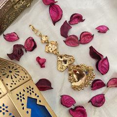 Vriksham Designer 1 gm Gold Maang Tikka-Red Green & White-G17090