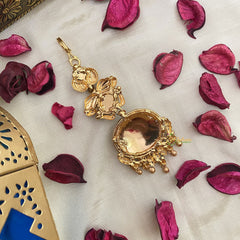 Red White AD Stone 1 gm Gold Maang Tikka -G14321