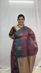 Vriksham Mulberry With Pine Color Border Pure Soft Silk Saree-VS4857