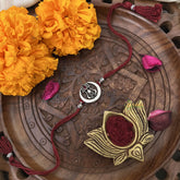 Vriksham Rakshabandhan Sliver Plated Traditional Round Trishual Rakhi -RB201