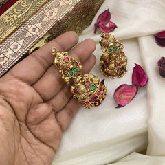 Vriksham Elegant Peacock Kalash 1 gm gold Jhumka-G17077