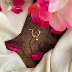 Premium Peacock White AD Stone Nath / Nose pin-Pearl-G14002