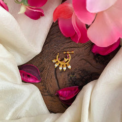 Premium Gold Alike Red AD Stone Nath / Nose pin-Pearl-G13966