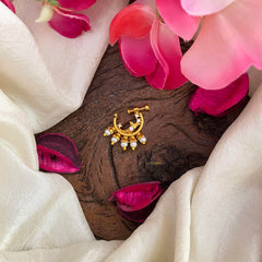 Premium Gold Alike White AD Stone Nath / Nose pin-Pearl-G13964