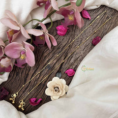 Vriksham Simple Gold Look Alike Drop Line With Boll Anklets-G20676