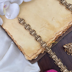 Vriksham Gold Look Alike Lakshmi Long Neckpiece-Red Green-Gold Pearl-G17864