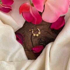 Gold Look Alike White AD Stone Nath / Nose pin-Circle-G13969