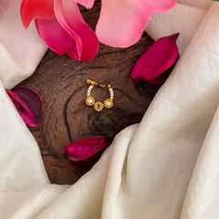 Gold Look Alike White AD Stone Nath / Nose pin-Circle-G13970