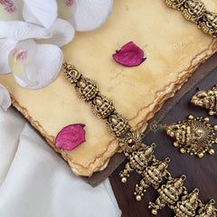 Vriksham Gold Look Alike Lakshmi Long Neckpiece-Gold Bead-G17862