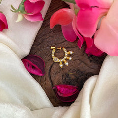 Elegant White AD Stone Nath / Nose pin-Pearl-G13981