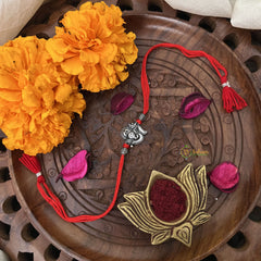 Vriksham Rakshabandhan Sliver Plated Ganesha Design Rakhi-RB188