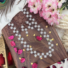 Vriksham AD Stone Floral Silver Long Neckpiece-G18116