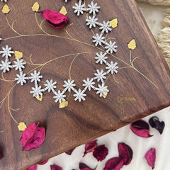 Vriksham AD Stone Floral Silver Long Neckpiece-G18116