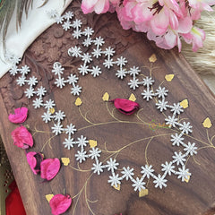 Vriksham AD Stone Floral Silver Long Neckpiece-G18116