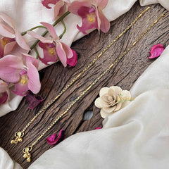 Vriksham Broadcast  & Ball Line Gold Look Alike Anklets-G20686