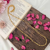 Vriksham Triple Strand Gold Finish Chain with Beads Daily Wear Chain-G20036