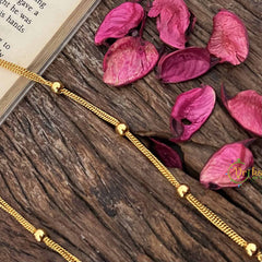 Vriksham Triple Strand Gold Finish Chain with Beads Daily Wear Chain-G20036