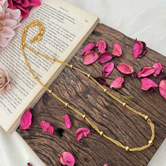 Vriksham Triple Strand Gold Finish Chain with Beads Daily Wear Chain-G20036