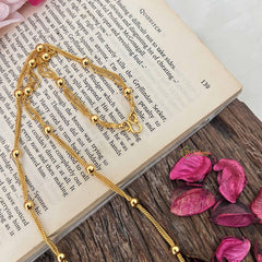 Vriksham Triple Strand Gold Finish Chain with Beads Daily Wear Chain-G20036