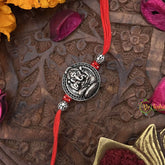 Vriksham Rakshabandhan Sliver Plated Shree Ganesha Round Rakhi -RB207