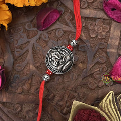 Vriksham Rakshabandhan Sliver Plated Shree Ganesha Round Rakhi -RB207