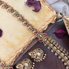 Vriksham Gold Look Alike Lakshmi With Maanga Style Long Neckpiece-Gold Bead-G17859