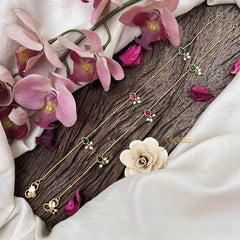 Vriksham Premium Pear Shape With Pearls Drop Gold Look Alike Anklets-Red Green-G20690