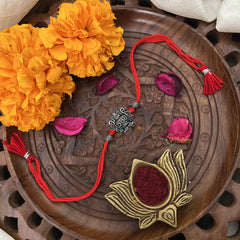 Vriksham Rakshabandhan Sliver Plated Kalash Design Rakhi-RB197