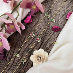 Vriksham Premium Pear Shape With Pearls Drop Gold Look Alike Anklets-Red Green-G20690