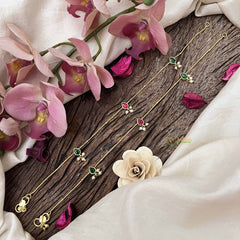 Vriksham Premium Pear Shape With Pearls Drop Gold Look Alike Anklets-Red Green-G20690