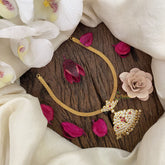 Vriksham Unique AD Stone Pendant Addigai-White Red-G17110